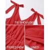 imageZESICA Womens Summer Casual V Neck Sleeveless Mini Dress Tie Shoulder Tiered Ruffle Swing A Line Short SundressesTomato