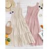 imageZESICA Womens 2025 Bohemian Summer Floral Print One Shoulder Sleeveless Smocked Ruffle Tiered Beach Long Midi DressBeige