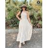 imageZESICA Womens 2025 Bohemian Summer Floral Print One Shoulder Sleeveless Smocked Ruffle Tiered Beach Long Midi DressBeige