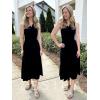 imageZESICA Womens 2025 Bohemian Summer Floral Print One Shoulder Sleeveless Smocked Ruffle Tiered Beach Long Midi DressBlack