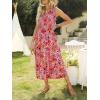 imageZESICA Womens 2025 Bohemian Summer Floral Print One Shoulder Sleeveless Smocked Ruffle Tiered Beach Long Midi DressBrightpink
