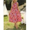 imageZESICA Womens 2025 Bohemian Summer Floral Print One Shoulder Sleeveless Smocked Ruffle Tiered Beach Long Midi DressBrightpink