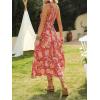 imageZESICA Womens 2025 Bohemian Summer Floral Print One Shoulder Sleeveless Smocked Ruffle Tiered Beach Long Midi DressBurntbrick