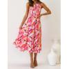 imageZESICA Womens 2025 Bohemian Summer Floral Print One Shoulder Sleeveless Smocked Ruffle Tiered Beach Long Midi DressGeometricpink