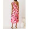 imageZESICA Womens 2025 Bohemian Summer Floral Print One Shoulder Sleeveless Smocked Ruffle Tiered Beach Long Midi DressGeometricpink