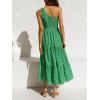 imageZESICA Womens 2025 Bohemian Summer Floral Print One Shoulder Sleeveless Smocked Ruffle Tiered Beach Long Midi DressGrassgreen