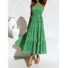 imageZESICA Womens 2025 Bohemian Summer Floral Print One Shoulder Sleeveless Smocked Ruffle Tiered Beach Long Midi DressGrassgreen