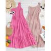 imageZESICA Womens 2025 Bohemian Summer Floral Print One Shoulder Sleeveless Smocked Ruffle Tiered Beach Long Midi DressHotpink