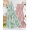 imageZESICA Womens 2025 Bohemian Summer Floral Print One Shoulder Sleeveless Smocked Ruffle Tiered Beach Long Midi DressSage