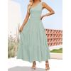 imageZESICA Womens 2025 Bohemian Summer Floral Print One Shoulder Sleeveless Smocked Ruffle Tiered Beach Long Midi DressSage