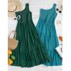 imageZESICA Womens 2025 Bohemian Summer Floral Print One Shoulder Sleeveless Smocked Ruffle Tiered Beach Long Midi DressSoliddarkgreen