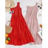 imageZESICA Womens 2025 Bohemian Summer Floral Print One Shoulder Sleeveless Smocked Ruffle Tiered Beach Long Midi DressSolidpink