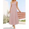 imageZESICA Womens 2025 Bohemian Summer Floral Print One Shoulder Sleeveless Smocked Ruffle Tiered Beach Long Midi DressSolidpink