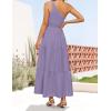 imageZESICA Womens 2025 Bohemian Summer Floral Print One Shoulder Sleeveless Smocked Ruffle Tiered Beach Long Midi DressSolidpurple