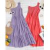 imageZESICA Womens 2025 Bohemian Summer Floral Print One Shoulder Sleeveless Smocked Ruffle Tiered Beach Long Midi DressSolidpurple
