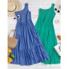 imageZESICA Womens 2025 Bohemian Summer Floral Print One Shoulder Sleeveless Smocked Ruffle Tiered Beach Long Midi DressSolidroyalblue