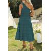 imageZESICA Womens 2025 Bohemian Summer Floral Print One Shoulder Sleeveless Smocked Ruffle Tiered Beach Long Midi DressTeal