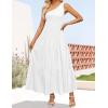 imageZESICA Womens 2025 Bohemian Summer Floral Print One Shoulder Sleeveless Smocked Ruffle Tiered Beach Long Midi DressWhite