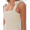 imageZESICA Womens 2025 Summer Boho Spaghetti Strap Square Neck Solid Color Ruffle A Line Beach Long Maxi DressApricot