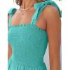 imageZESICA Womens 2025 Summer Boho Spaghetti Strap Square Neck Solid Color Ruffle A Line Beach Long Maxi DressAqua