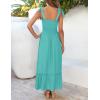 imageZESICA Womens 2025 Summer Boho Spaghetti Strap Square Neck Solid Color Ruffle A Line Beach Long Maxi DressAqua