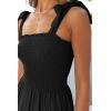 imageZESICA Womens 2025 Summer Boho Spaghetti Strap Square Neck Solid Color Ruffle A Line Beach Long Maxi DressBlack