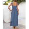 imageZESICA Womens 2025 Summer Boho Spaghetti Strap Square Neck Solid Color Ruffle A Line Beach Long Maxi DressDustyblue