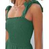imageZESICA Womens 2025 Summer Boho Spaghetti Strap Square Neck Solid Color Ruffle A Line Beach Long Maxi DressForestgreen
