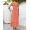 imageZESICA Womens 2025 Summer Boho Spaghetti Strap Square Neck Solid Color Ruffle A Line Beach Long Maxi DressGrapefruit