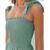 imageZESICA Womens 2025 Summer Boho Spaghetti Strap Square Neck Solid Color Ruffle A Line Beach Long Maxi DressGreen