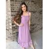 imageZESICA Womens 2025 Summer Boho Spaghetti Strap Square Neck Solid Color Ruffle A Line Beach Long Maxi DressLavender