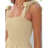 imageZESICA Womens 2025 Summer Boho Spaghetti Strap Square Neck Solid Color Ruffle A Line Beach Long Maxi DressLightyellow