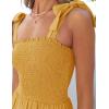 imageZESICA Womens 2025 Summer Boho Spaghetti Strap Square Neck Solid Color Ruffle A Line Beach Long Maxi DressMustard