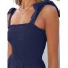 imageZESICA Womens 2025 Summer Boho Spaghetti Strap Square Neck Solid Color Ruffle A Line Beach Long Maxi DressNavy