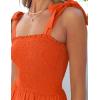 imageZESICA Womens 2025 Summer Boho Spaghetti Strap Square Neck Solid Color Ruffle A Line Beach Long Maxi DressOrange