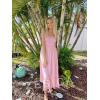 imageZESICA Womens 2025 Summer Boho Spaghetti Strap Square Neck Solid Color Ruffle A Line Beach Long Maxi DressPink