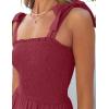 imageZESICA Womens 2025 Summer Boho Spaghetti Strap Square Neck Solid Color Ruffle A Line Beach Long Maxi DressRed