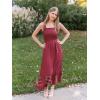 imageZESICA Womens 2025 Summer Boho Spaghetti Strap Square Neck Solid Color Ruffle A Line Beach Long Maxi DressRed