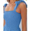 imageZESICA Womens 2025 Summer Boho Spaghetti Strap Square Neck Solid Color Ruffle A Line Beach Long Maxi DressRoyalblue