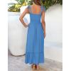 imageZESICA Womens 2025 Summer Boho Spaghetti Strap Square Neck Solid Color Ruffle A Line Beach Long Maxi DressRoyalblue