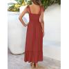 imageZESICA Womens 2025 Summer Boho Spaghetti Strap Square Neck Solid Color Ruffle A Line Beach Long Maxi DressRust