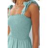 imageZESICA Womens 2025 Summer Boho Spaghetti Strap Square Neck Solid Color Ruffle A Line Beach Long Maxi DressSage