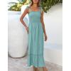 imageZESICA Womens 2025 Summer Boho Spaghetti Strap Square Neck Solid Color Ruffle A Line Beach Long Maxi DressSage