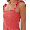 imageZESICA Womens 2025 Summer Boho Spaghetti Strap Square Neck Solid Color Ruffle A Line Beach Long Maxi DressWatermelon