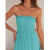 imageZESICA Womens 2025 Summer Bohemian Strapless Off Shoulder Lace Trim Backless Flowy A Line Beach Long Maxi DressAqua