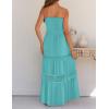 imageZESICA Womens 2025 Summer Bohemian Strapless Off Shoulder Lace Trim Backless Flowy A Line Beach Long Maxi DressAqua