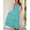 imageZESICA Womens 2025 Summer Bohemian Strapless Off Shoulder Lace Trim Backless Flowy A Line Beach Long Maxi DressAqua