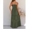 imageZESICA Womens 2025 Summer Bohemian Strapless Off Shoulder Lace Trim Backless Flowy A Line Beach Long Maxi DressArmygreen