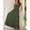 imageZESICA Womens 2025 Summer Bohemian Strapless Off Shoulder Lace Trim Backless Flowy A Line Beach Long Maxi DressArmygreen