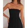 imageZESICA Womens 2025 Summer Bohemian Strapless Off Shoulder Lace Trim Backless Flowy A Line Beach Long Maxi DressBlack